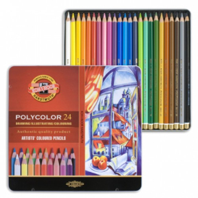 Набор цветных карандашей POLYCOLOR 24 цв, металл.кор