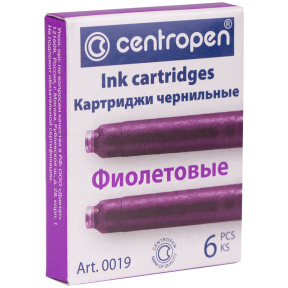 Картриджи CENTROPEN для перьевой ручки 6 шт фиолетовые