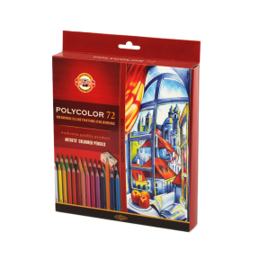 Карандаши мягкие цветные POLYCOLOR 3837 72 цв набор+2 точилки+3 ч/г карандаша, картонная коробка