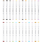 Набор маркеров MESHU 24 цвета Пастельные цвета (долото/тонкое перо)