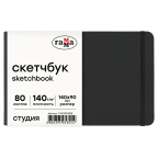 Скетчбук 14x9 см, черный, бумага слоновая кость