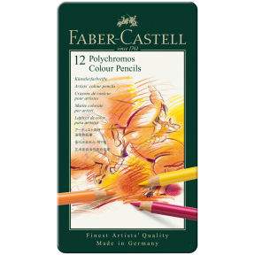 Набор карандашей FABER-CASTELL Polychromos 12 цветов, металлическая коробка