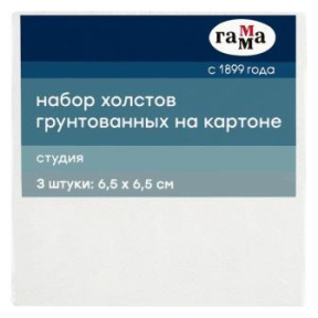 Набор холстов (картон) ГАММА Студия 6,5х6,5 см 100% хлопок  280 гр/м2 3 шт (мелкое зерно)