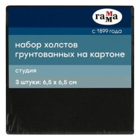 Набор холстов (картон) ГАММА Студия 6,5х6,5 см черный 100% хлопок  280 гр/м2 3 шт (мелкое зерно)