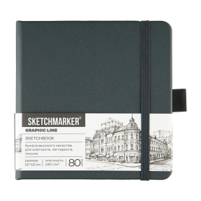 Блокнот SKETCHMARKER 12х12см 140гр/м, 80л, переплет (графитовый)