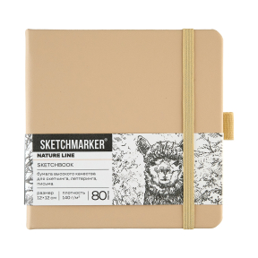 Блокнот SKETCHMARKER 12х12см 140гр/м, 80л, переплет (благородный беж)