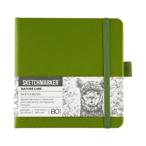 Блокнот SKETCHMARKER 12х12см 140гр/м, 80л, переплет (оливковый)