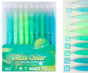 Набор гелевых ручек BIA Neon Color зеленые 1.0 мм 10 цветов