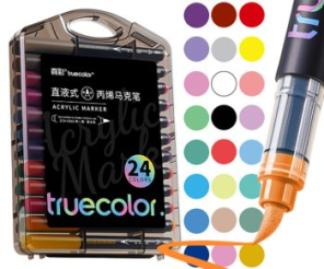 Набор акриловых маркеров TRUECOLOR 24 шт, перо-кисть, пластик.кор.