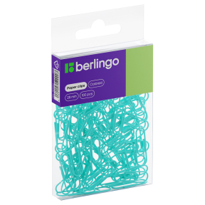Скрепки BERLINGO 28 мм, 100 шт, голубые