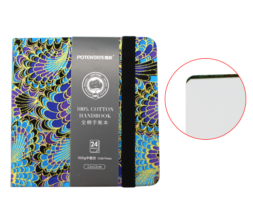 Скетчбук д/акварели POTENTATE 120х120мм, 300гр/м, 24л, 100% хлопок, орнамент