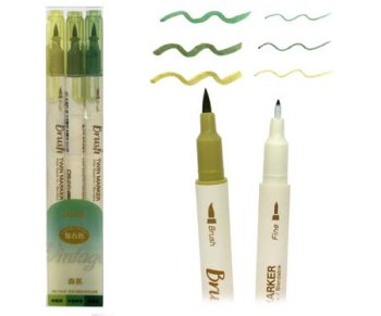 Набор маркеров BRUSH DS-10, зеленые, спиртовые, 3 шт