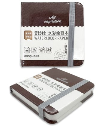 Скетчбук LANGUO DJ-321 80х80мм, 24л, 300гр, коричневый, на резинке