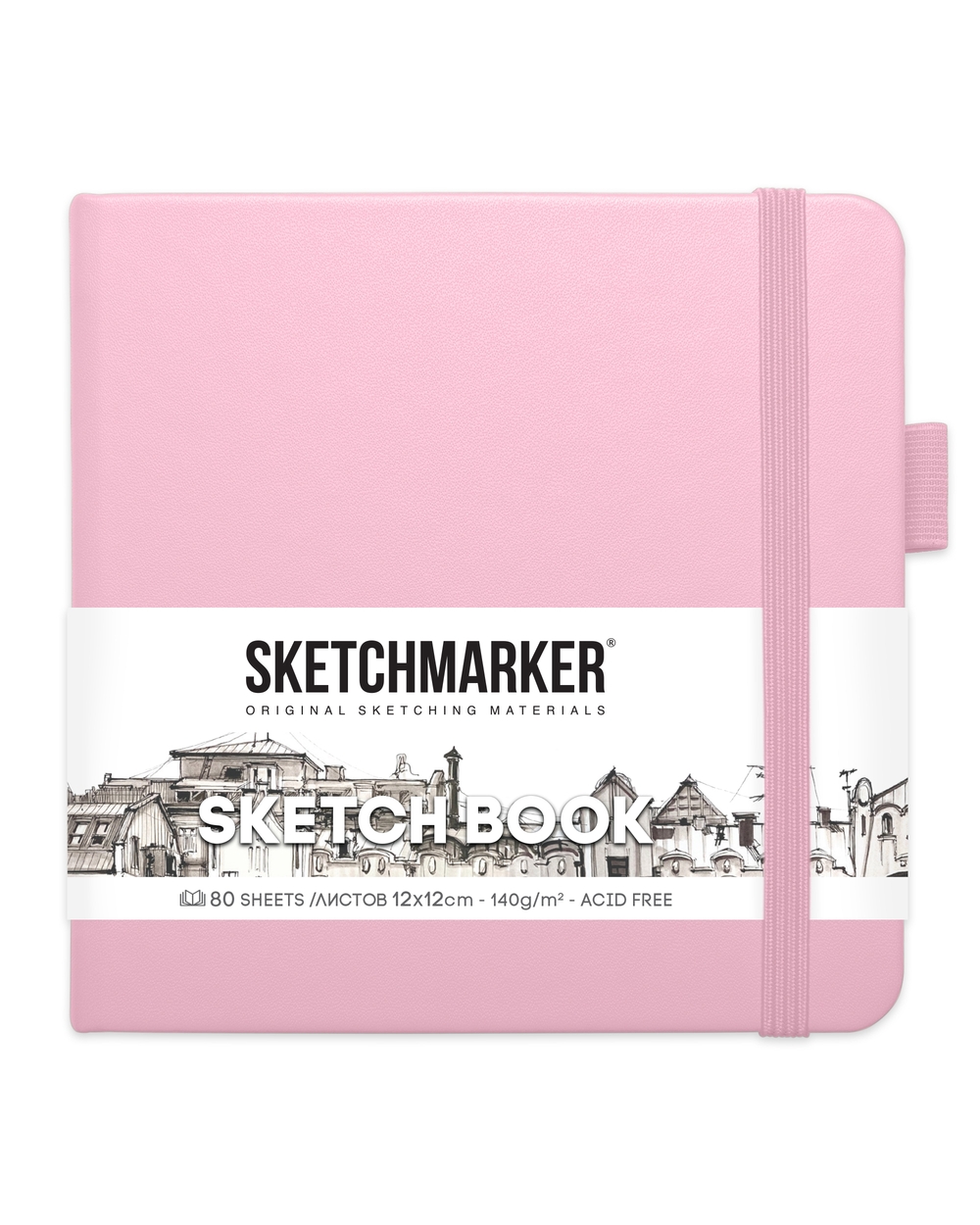 Блокнот SKETCHMARKER 12х12см 140гр/м, 80л, переплет (розовый)