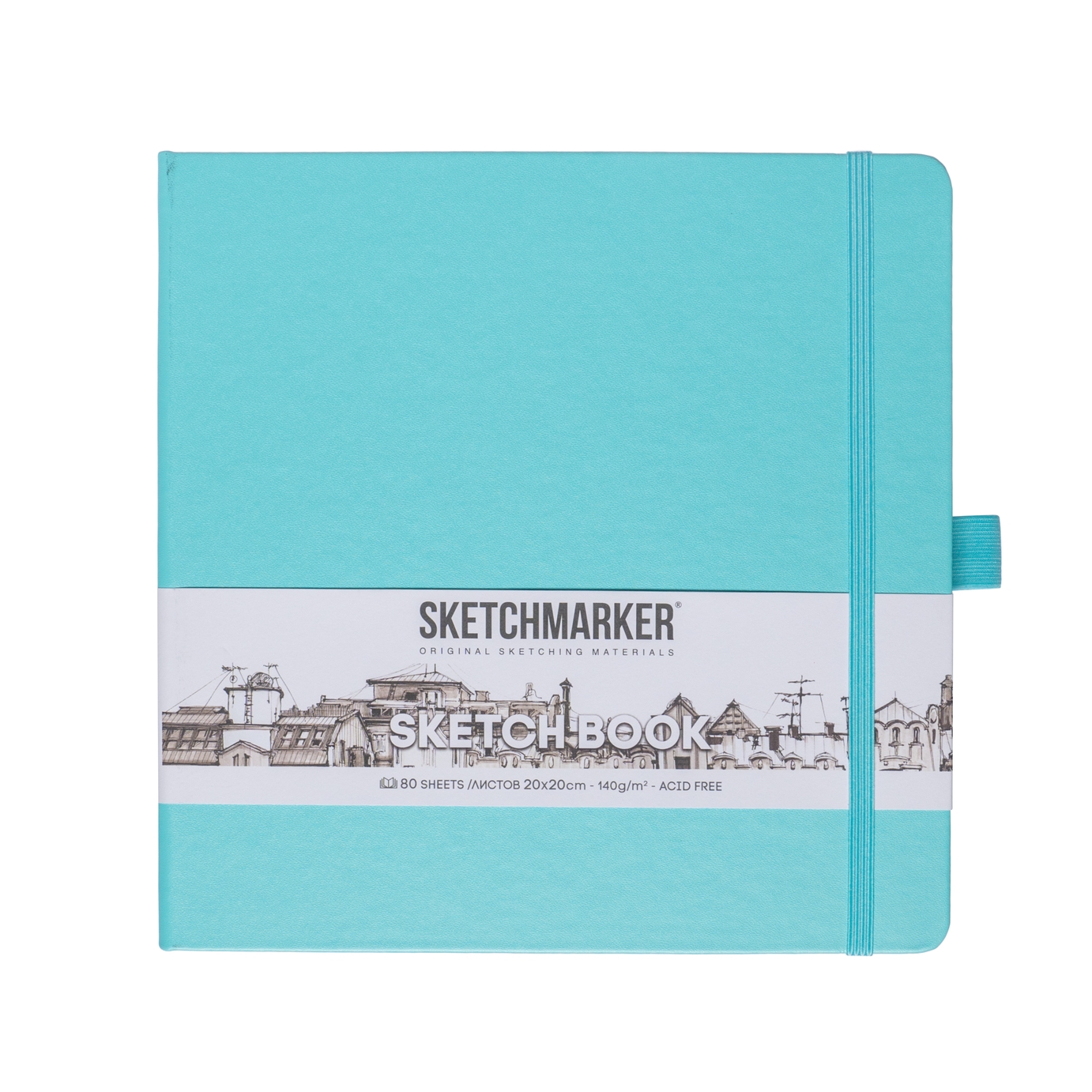 Блокнот SKETCHMARKER 20х20см 140гр/м, 80л, переплет (аквамарин)