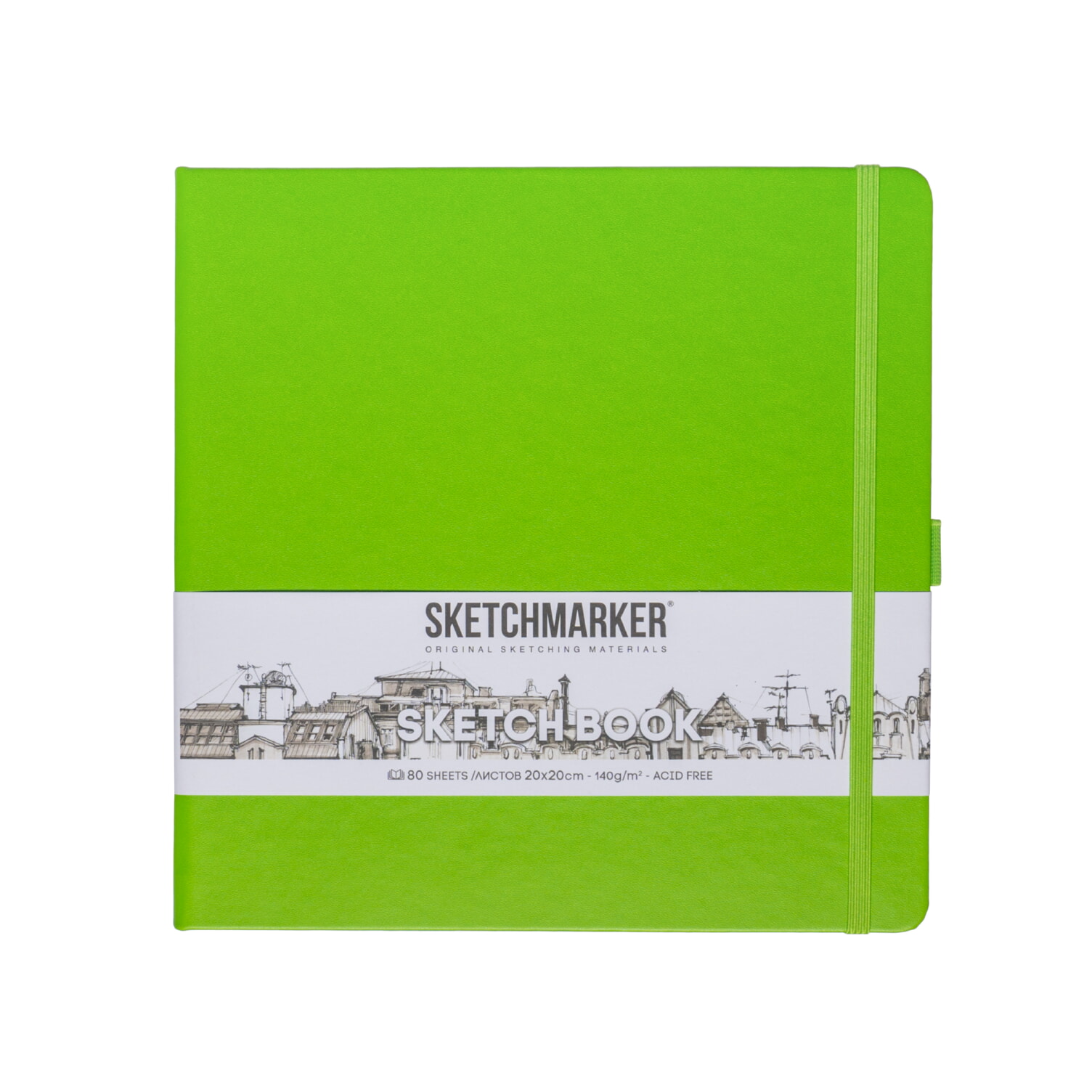 Блокнот SKETCHMARKER 20х20см 140гр/м, 80л, переплет (зеленый луг)