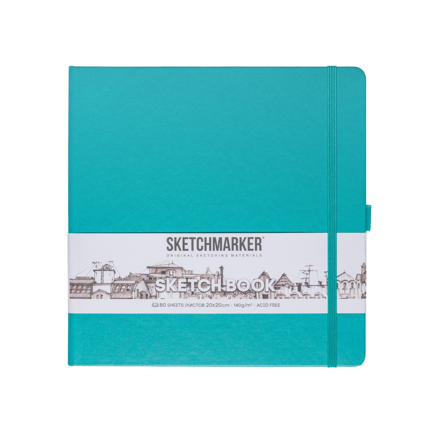Блокнот SKETCHMARKER 20х20см 140гр/м, 80л, переплет (изумрудный)