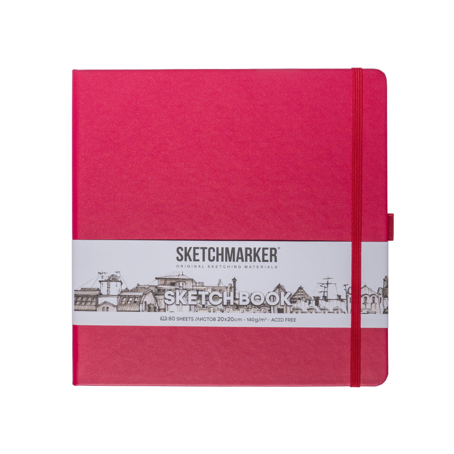 Блокнот SKETCHMARKER 20х20см 140гр/м, 80л, переплет (маджента)