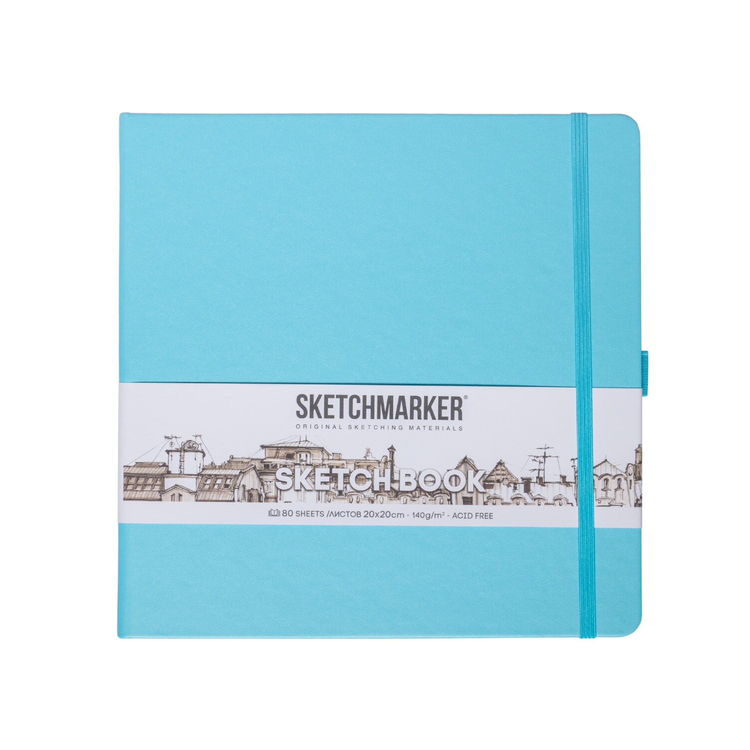 Блокнот SKETCHMARKER 20х20см 140гр/м, 80л, переплет (небесно-голубой)