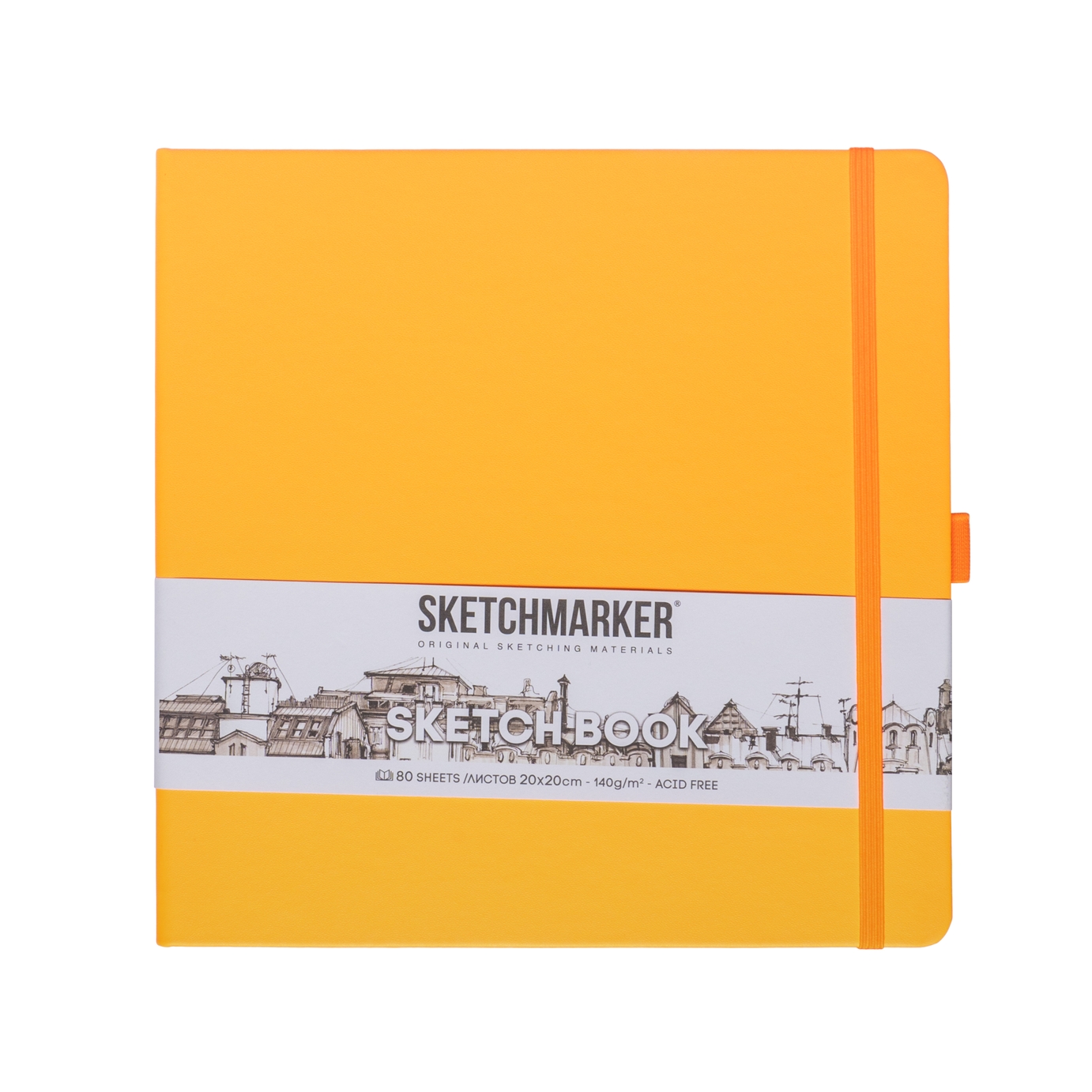 Блокнот SKETCHMARKER 20х20см 140гр/м, 80л, переплет (оранжевый)