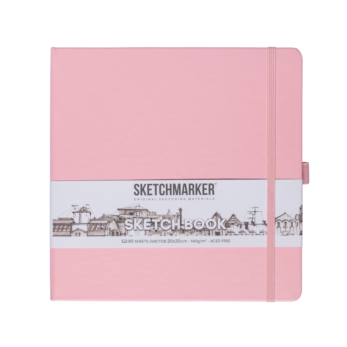 Блокнот SKETCHMARKER 20х20см 140гр/м, 80л, переплет (розовый)