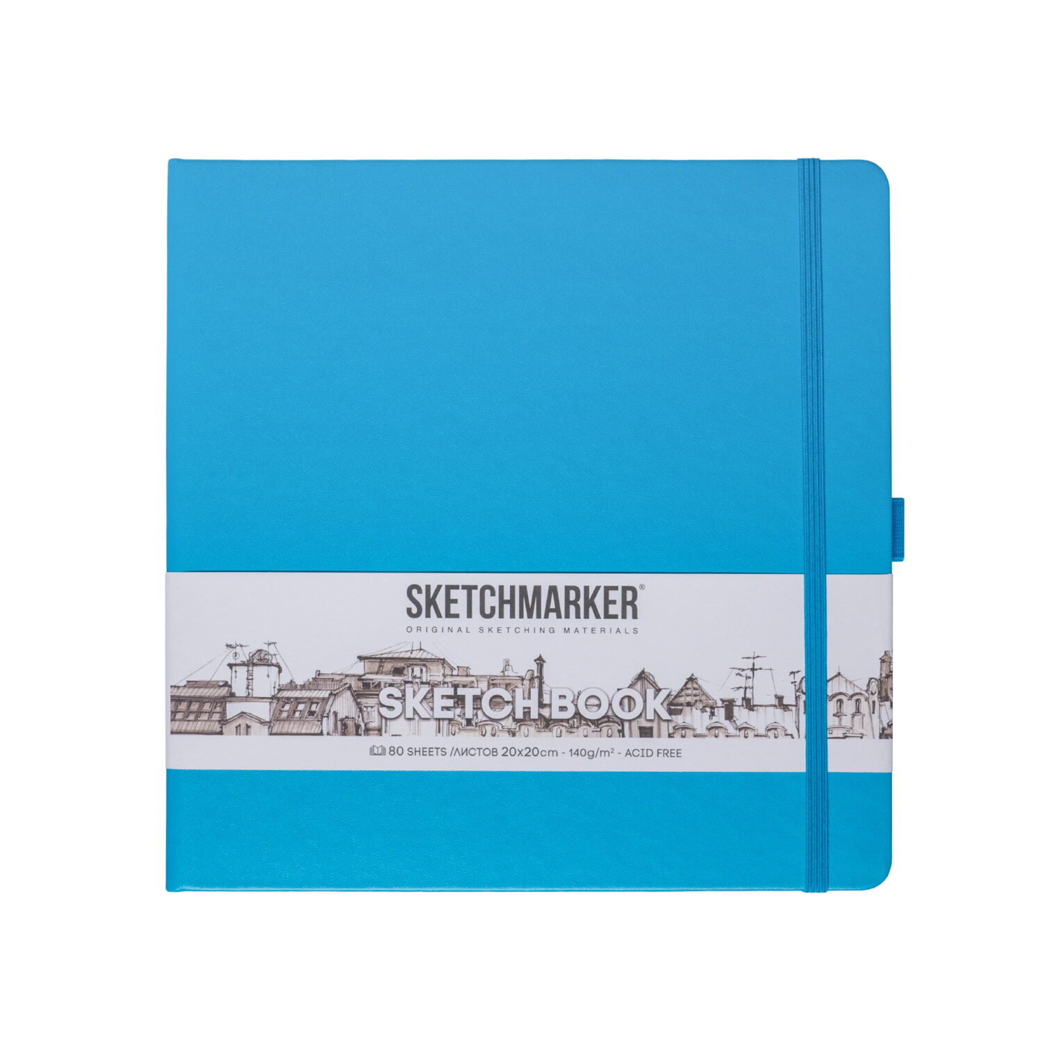 Блокнот SKETCHMARKER 20х20см 140гр/м, 80л, переплет (синий карибский)