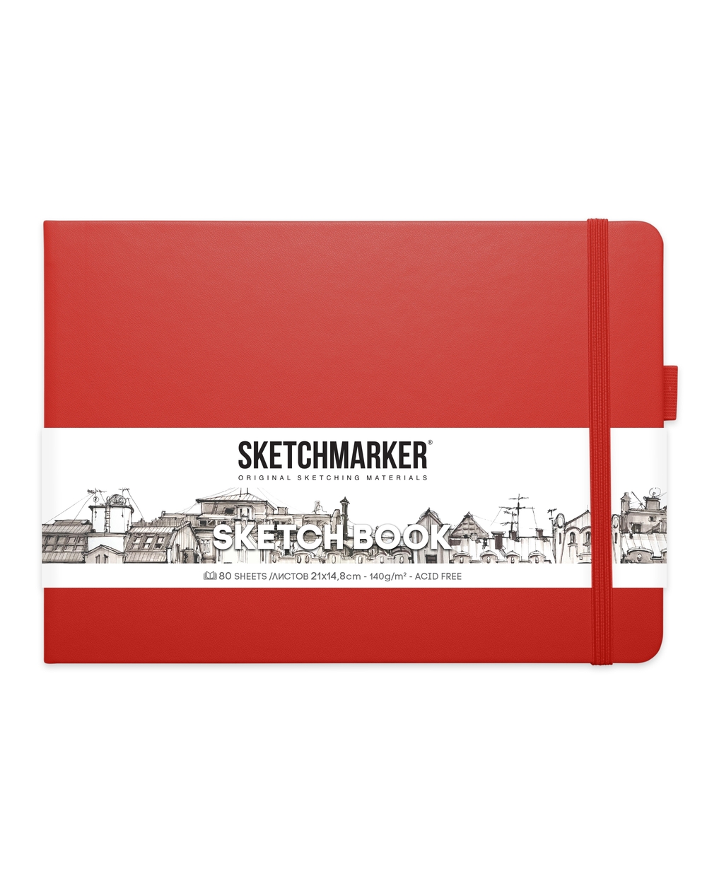 Блокнот SKETCHMARKER 21х14,8см 140гр/м, 80л, переплет (красный)
