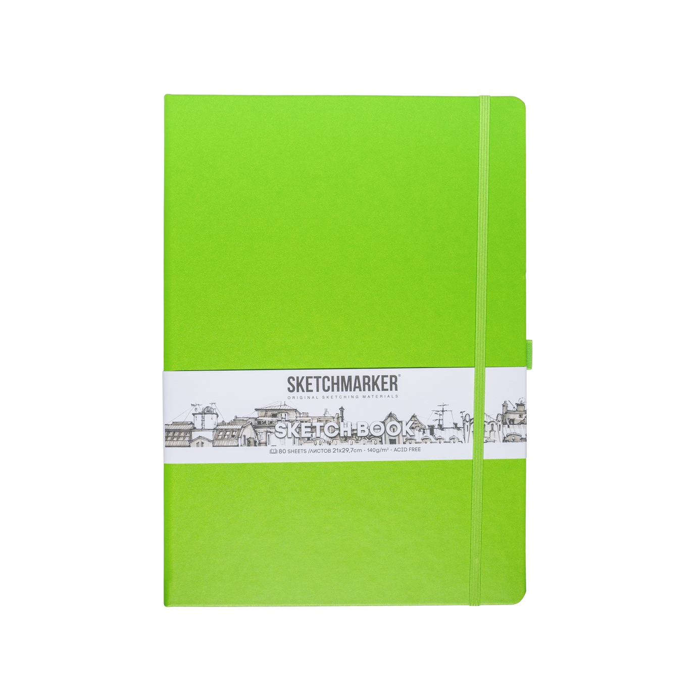 Блокнот SKETCHMARKER А4 140гр/м, 80л, переплет (зеленый луг)