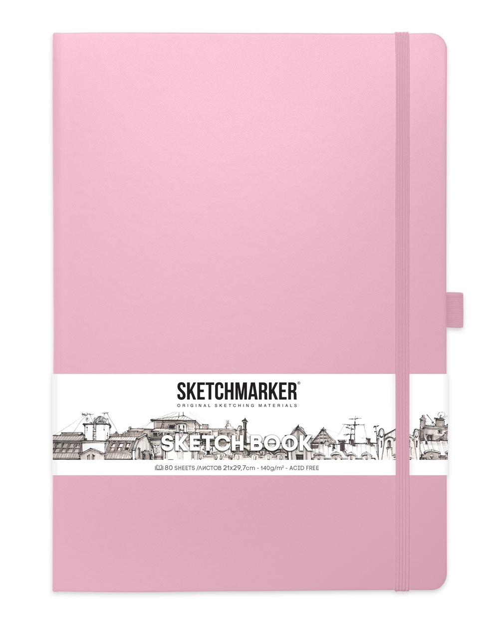 Блокнот SKETCHMARKER А4 140гр/м, 80л, переплет (розовый)
