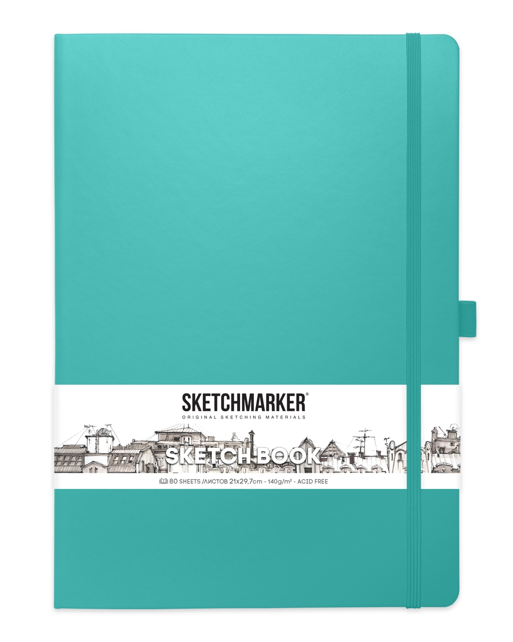 Блокнот SKETCHMARKER А4 140гр/м, 80л, переплет (аквамарин)