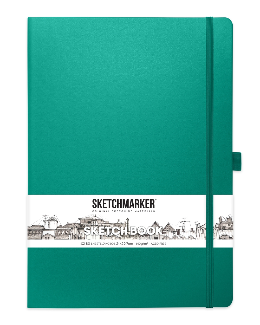 Блокнот SKETCHMARKER А4 140гр/м, 80л, переплет (изумрудный)