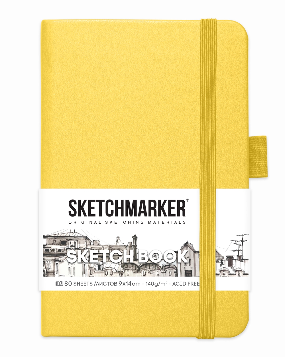 Блокнот SKETCHMARKER 9х14см 140гр/м, 80л, переплет (лимонный)