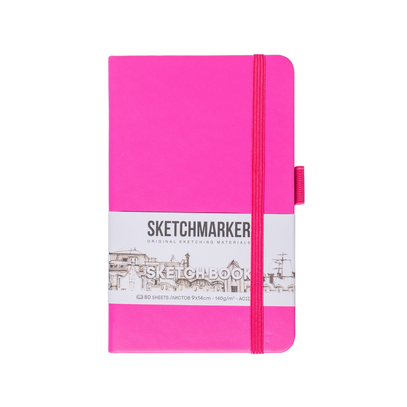Блокнот SKETCHMARKER 9х14см 140гр/м, 80л, переплет (неоновая фуксия)