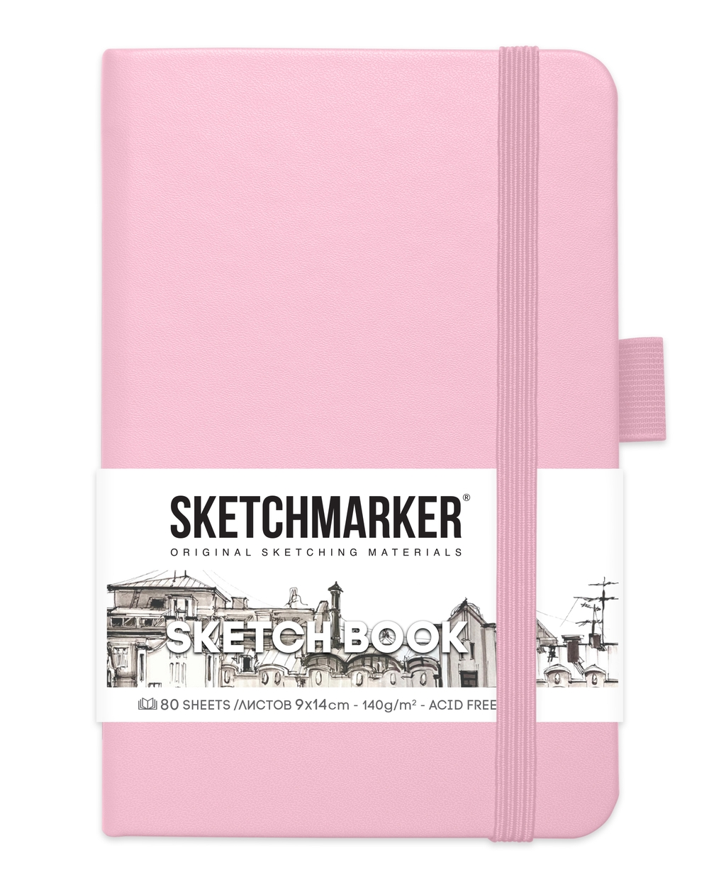 Блокнот SKETCHMARKER 9х14см 140гр/м, 80л, переплет (розовый)