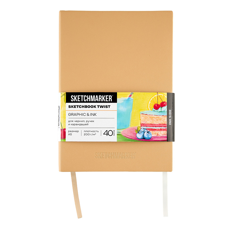 Блокнот SKETCHMARKER А5 см 2в1 белая/бежевая, 60 л 140 гр мягкая обложка