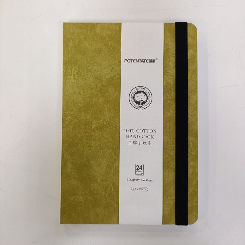 Скетчбук для акварели POTENTATE 130х190мм, 300гр/м, 24л, 100% хлопок, зеленый цвет