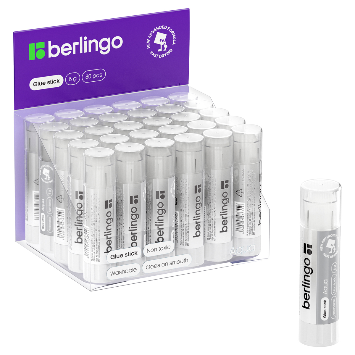 Клей-карандаш BERLINGO прозрачный 08гр