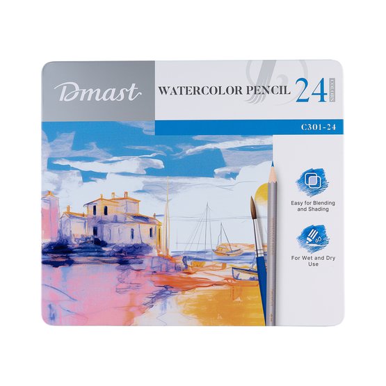 Набор акварельных карандашей DMAST 24 цвета метал.коробка