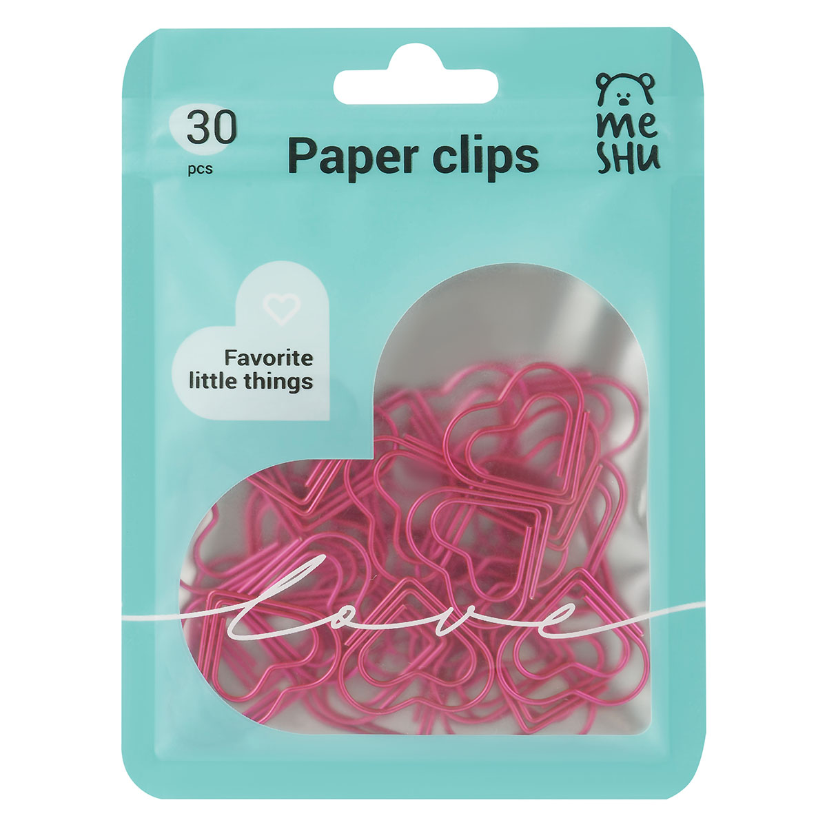 Скрепки фигурные MESHU Little Hearts 30 шт