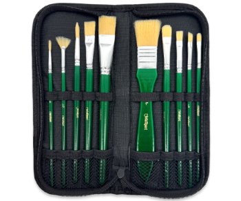 Набор кистей INTELLIGENT DJ-8700  10 шт синтетика+пенал, кор.ручки