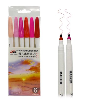 Набор линеров WATERCOLOR PEN розовые оттенки 6 шт