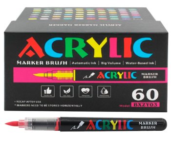 Набор акриловых маркеров GUANGNA DL-249, 60 шт, перо-кисть, картон.кор.