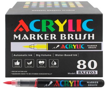 Набор акриловых маркеров GUANGNA DL-250, 80 шт, перо-кисть, картон.кор.