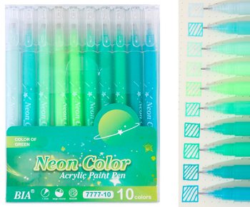Набор гелевых ручек BIA Neon Color зеленые 1.0 мм 10 цветов