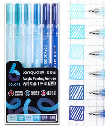 Набор гелевых ручек LANGUO DN-331 Сине-голубые 6 шт