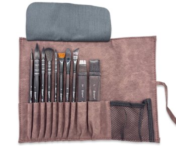 Набор кистей GIORGIONE DN-145 10шт в пенале-скрутка из экокожи