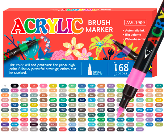 Набор акриловых маркеров DN-25, 168 шт, перо-кисть, картон.кор.