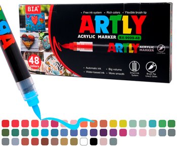 Набор акриловых маркеров ARTLY, 48 шт, перо-кисть, картон.кор.