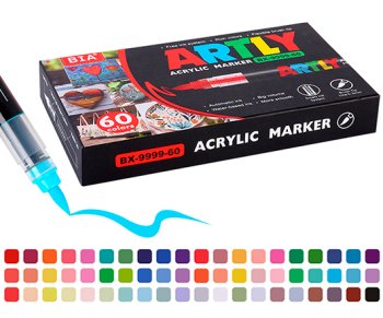 Набор акриловых маркеров ARTLY, 60 шт, перо-кисть, картон.кор.