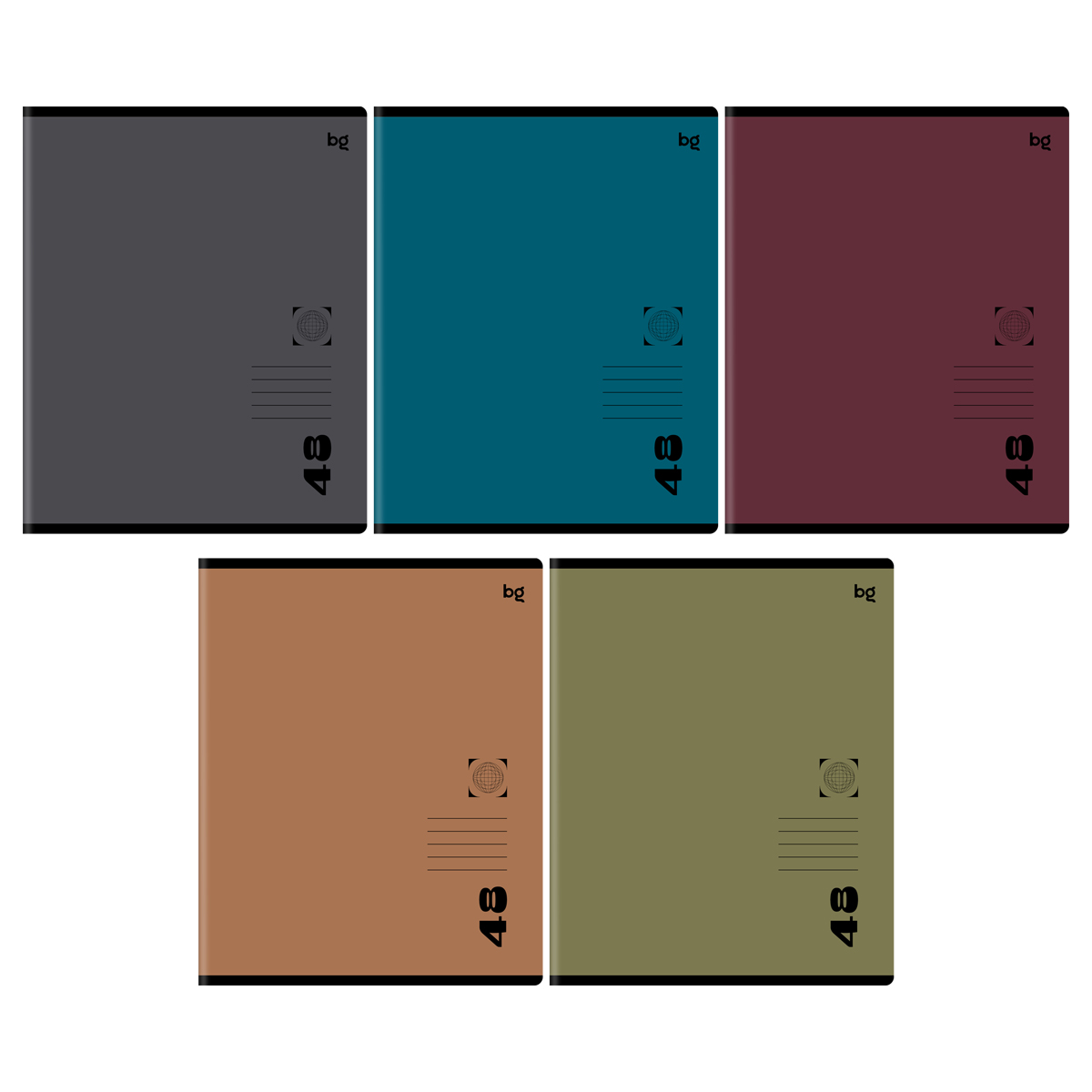 Тетрадь BG Темные цвета А5 48 л, клетка